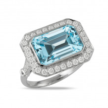 Doves Sky Blue 18k White Gold Diamond Ring - R9797BT
