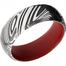 Lashbrook Black & White Damascus Steel 8mm Men's Wedding Band - D8DBWOODGRAIN+ACID+REDIN