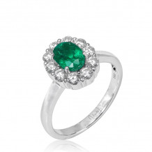 Uneek Oval Emerald Ring with Scalloped Diamond Halo - LVRMT2142E
