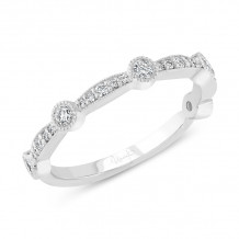 Uneek Us Collection Diamond Wedding Band with Milgrain-Trimmed Pave Bars and Bezel Station Accents - SWUS821BW