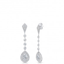 Uneek Pear-Shaped Diamond Drop Earrings with Teardrop-Shaped Double Halos and Kite-Shaped Accent Diamonds - LVE168