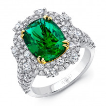 Uneek Cushion-Cut Emerald Halo Cocktail Ring - LVRMI1998E