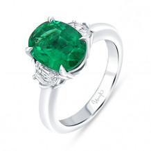 Uneek Blue Sapphire Three-Stone Diamond Engagement Ring - R054OVEMU
