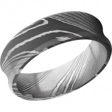 Lashbrook Black & White Damascus Steel 7mm Men's Wedding Band - D7CB+ACID