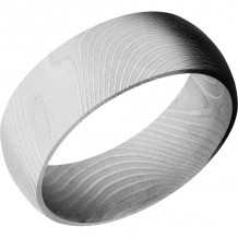 Lashbrook White Damascus Steel 8mm Men's Wedding Band - D8DFLATTWIST+BEAD