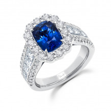 Uneek Cushion Cut Blue Sapphire Engagement Ring - LVS1036CUBS