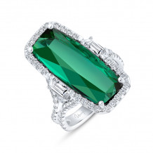 Uneek Precious Cushion Green Tourmaline Engagement Ring - R3004U