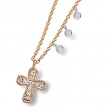 Meira T 14k Rose Gold Trendy Diamond Cross Necklace