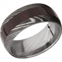 Lashbrook Black & White Damascus Steel Hardwood 9mm Men's Wedding Band - D9D14_WENGE+ACID