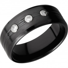 Lashbrook Black Zirconium Diamond 8mm Men's Wedding Band - Z8BDDIA3X.05B+POLISH_SATIN_POLISH