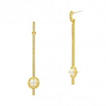 Freida Rothman Linear Drop Earrings With Pearls In 14K Gold - TPYZFPE01-14K
