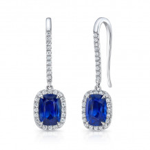 Uneek Cushion-Cut Blue Sapphire Earrings with Pave Diamond Halos - LVE926