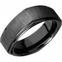 Lashbrook Black Zirconium 8mm Men's Wedding Band - Z8FGESQ+CROSS+SATIN+BLACK_POLISH