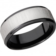 Lashbrook Black Zirconium 8mm Men's Wedding Band - Z8FGE+CROSS+SATIN+SILVER_POLISH