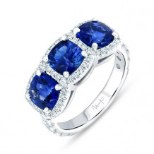 Uneek Blue Sapphire Three-Stone Diamond Engagement Ring - R1022CUBS