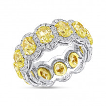 Uneek Oval Yellow Diamond Eternity Band with Round Diamond Halos - LVBE168OVFY