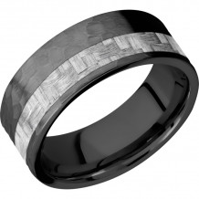 Lashbrook Black Zirconium 8mm Men's Wedding Band - ZC8F13OC_SILVERCF+HAMMER