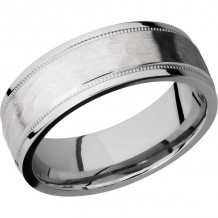 Lashbrook 14k White Gold 7.5mm Men's Wedding Band - 14KW7.5FGEW2UMIL-P+HAMMER_POLISH