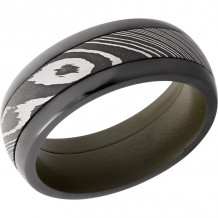 Lashbrook Black & White Damascus Steel 8mm Men's Wedding Band - ZPF8D14_DAMASUS+ACID+ODGREENIN