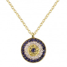 Meira T Yellow Gold Diamond and Sapphire Evil Eye Necklace