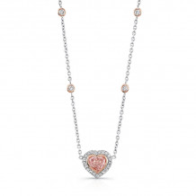 Uneek Heart-Shaped Fancy Light Pink Brown Diamond Pendant with Micropave Halo - LVN540