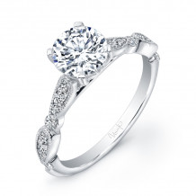 Uneek Antique-Inspired Round Diamond Engagement Ring with Milgrain-Edged Upper Shank - USM019-6.5RD