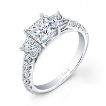 Uneek Princess-Cut Diamond Three-Stone Engagement Ring with Pave Upper Shank - USM015PC2-5.5PC