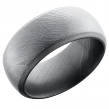 Lashbrook Black & White Damascus Steel 10mm Men's Wedding Band - D10DB+BEAD