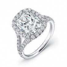 Uneek Elongated Cushion-Cut Diamond Halo Engagement Ring with Split Upper Shank - LVS647