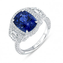 Uneek Signature Blue Sapphire Diamond Engagement Ring - R077CUBS