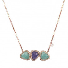 Meira T 14k Rose Gold Amazonite and Tanzanite Three Stone Necklace