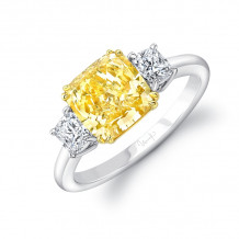 Uneek Cushion Shaped Yellow Diamond Engagement Ring - LVS1061CUFY