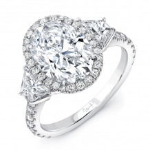 Uneek Three-Stone Engagement Ring with 3-Carat Oval Center on Halo - LVS1007OV