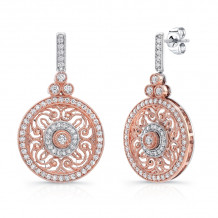 Uneek Vintage-Inspired Round Filigree Diamond Dangle Earrings - LVE686RW