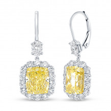 Uneek Natureal Cushion Cut Fancy Yellow Diamond Earrings - ER4007CUFYU