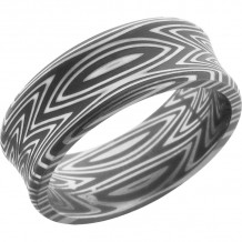 Lashbrook Black & White Damascus Steel 8mm Men's Wedding Band - D8CBZEBRA+ACID