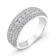 Uneek Wide Wedding Band with Three-Row Channel- and Pave-Set Melees - UWB023