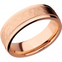 Lashbrook 14k Rose Gold 7mm Men's Wedding Band - 14KR7FGEW2UMIL+HAMMER_POLISH