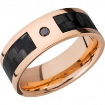 Lashbrook 14k Rose Gold 8mm Men's Wedding Band - 14KRC8F15SEG_CFBLKDIA.07F+POLISH