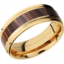 Lashbrook 18k Yellow Gold Hardwood 8mm Men's Wedding Band - 18KYHW8FGEW2UMIL14_NATCOCO+POLISH