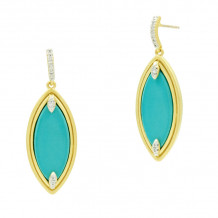 Freida Rothman Fleur Bloom Empire Turquoise Marquise Drop Earrings - FBPYZTQE60-14K