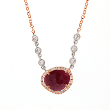 Meira T Ruby 14k Rose Gold Ruby and Diamond Necklace