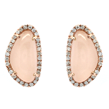 Meira T 14k Rose Gold Diamond and Rose Quartz Stud Earrings