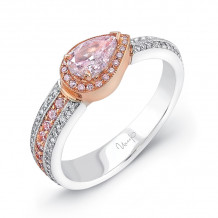 Uneek Pear-Shaped Pink Diamond Alternative Engagement Ring with Asymnmetrical Shank - LVB060