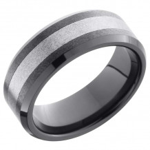 Lashbrook Black & White Tungsten Men's Wedding Band - TCR8335+STONE_POLISH