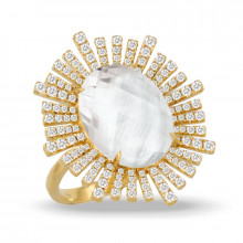 Doves White Orchid 18k Yellow Gold Diamond Ring - R8996WMP