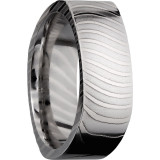 Lashbrook Black & White Damascus Steel 8mm Men's Wedding Band - D8FSQTIGER+POLISH photo2