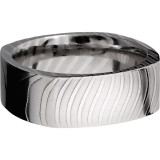 Lashbrook Black & White Damascus Steel 8mm Men's Wedding Band - D8FSQTIGER+POLISH photo3