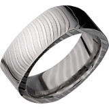 Lashbrook Black & White Damascus Steel 8mm Men's Wedding Band - D8FSQTIGER+POLISH photo