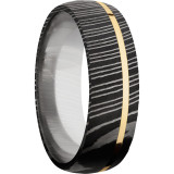 Lashbrook Black White & Yellow Damascus Steel 7mm Men's Wedding Band - D7D11OC_14KY+ACID photo2